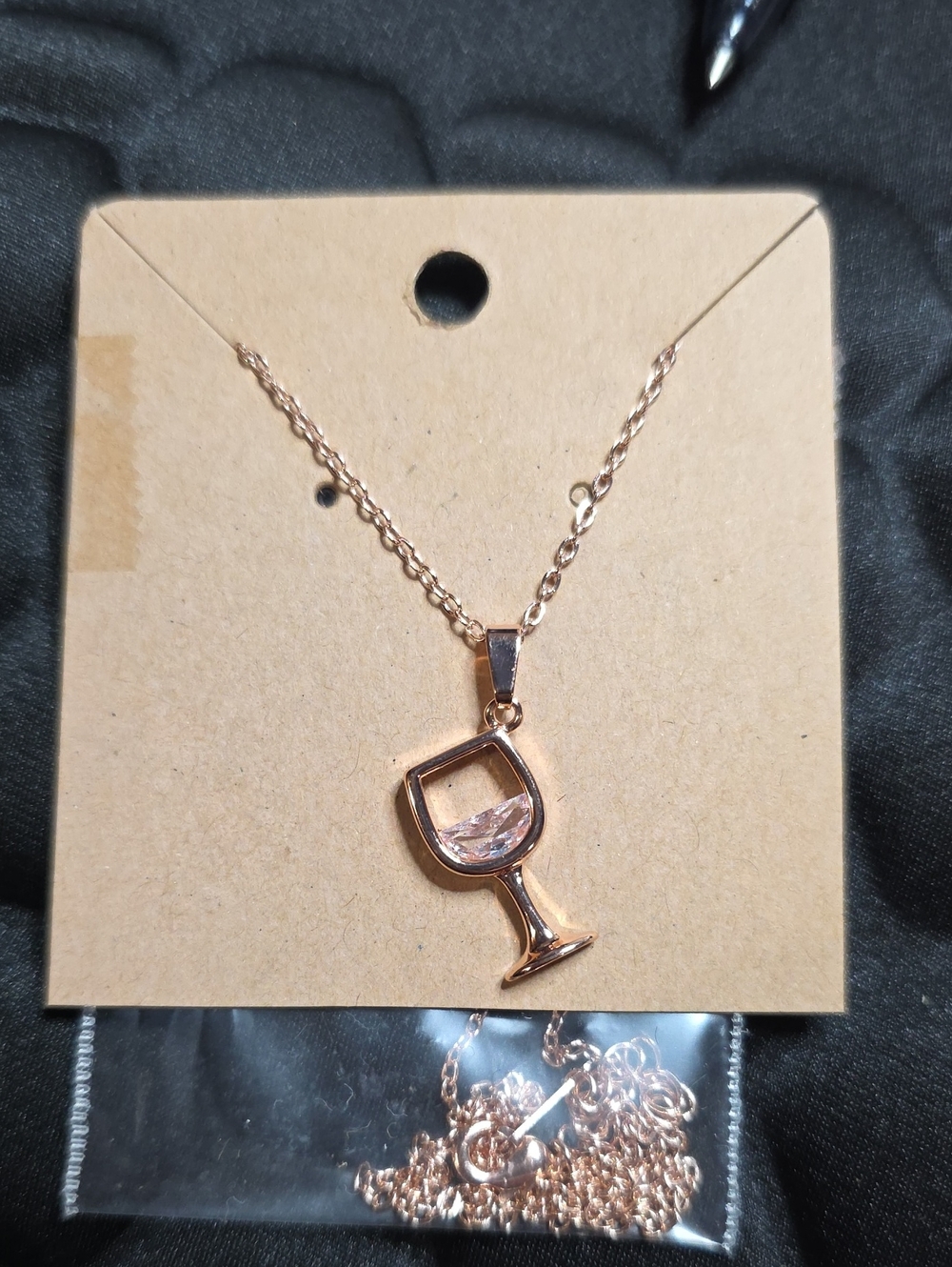 Rose Gold Wine Glass Pendant Necklace